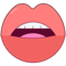 Animation of open mouth with big lips, showing top teeth and tongue.